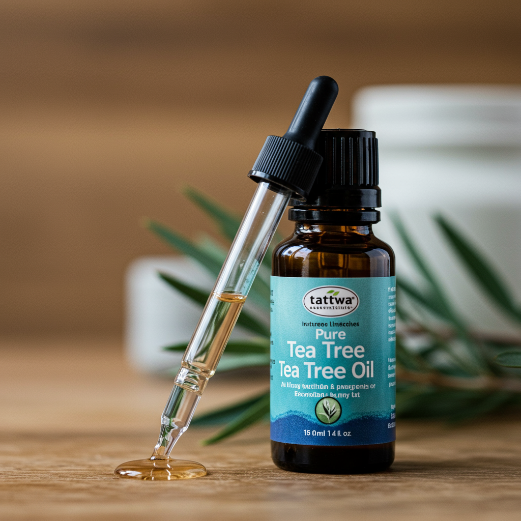 Minimalist bottle of Tea Tree Oil